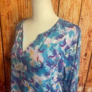 Caribbean Joe NWT blue floral dress sz Large UPF 50 sun protection poly/spandex